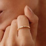 14K Real Solid Gold Dome Ring with chunky dome design, perfect as a statement ring or stacking ring for women.