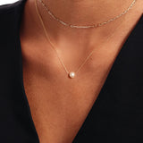 14K Real Solid Gold Pearl Necklace – Bridal & Everyday Necklace
