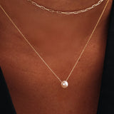 14K Real Solid Gold Pearl Necklace – Bridal & Everyday Necklace