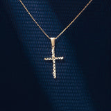 14K Solid Gold Diamond-Cut Handmade Cross Necklace