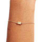 14K Solid Gold Personalized Baguette Birthstone Bracelet