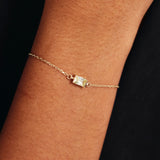 14K Solid Gold Personalized Baguette Birthstone Bracelet