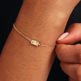 14K Solid Gold Personalized Baguette Birthstone Bracelet