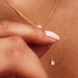 14K Solid Gold Diamond Lariat Necklace