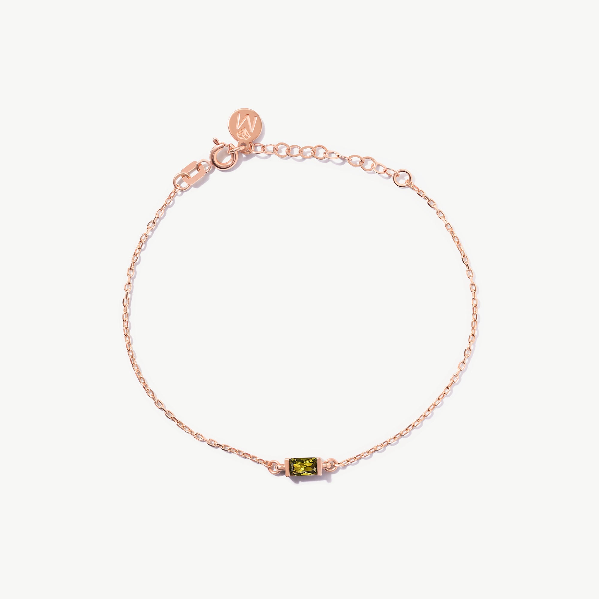 14K Solid Gold Personalized Baguette Birthstone Bracelet