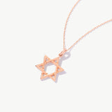 14K Solid Gold Star of David Necklace