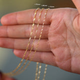 14K Solid Gold Singapore Chain Necklace • 1.15mm/ 1.4mm/ 1.7mm • Dainty Twist Chain