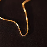 14K Solid Gold Box Chain Necklace, Square Link Chain