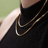 14K Solid Gold Box Chain Necklace, Square Link Chain