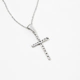 14K Solid Gold Diamond-Cut Handmade Cross Necklace
