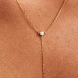 14K Solid Gold Diamond Lariat Necklace