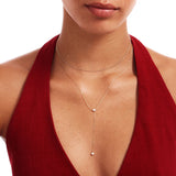 14K Solid Gold Diamond Lariat Necklace