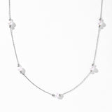 14K Solid Gold Station Pearl Necklace