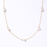14K Solid Gold Station Pearl Necklace