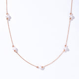 14K Solid Gold Station Pearl Necklace