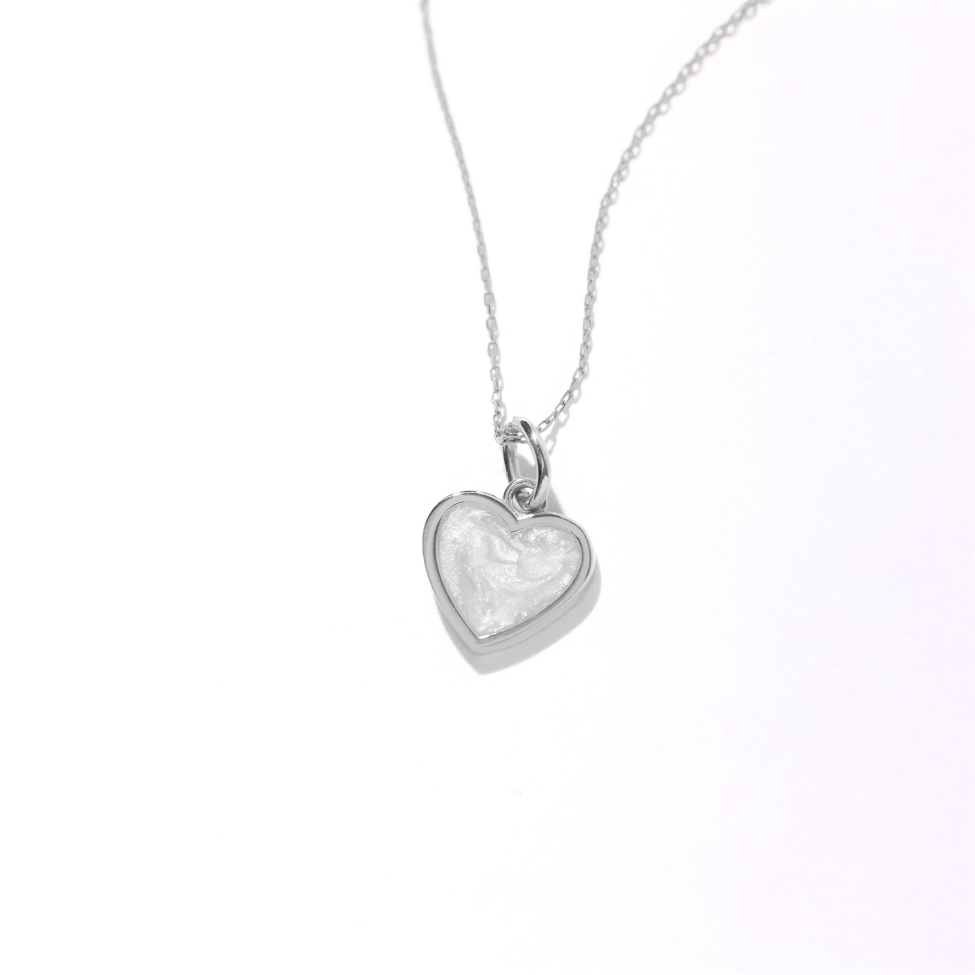 14K Solid Gold Mother of Pearl Heart Necklace