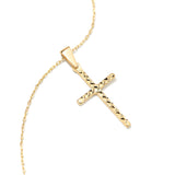 Dainty 14K yellow gold cross necklace, solid gold faith pendant.