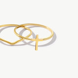 14K Solid Gold Dainty Cross Ring