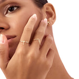 14K Solid Gold Dainty Cross Ring