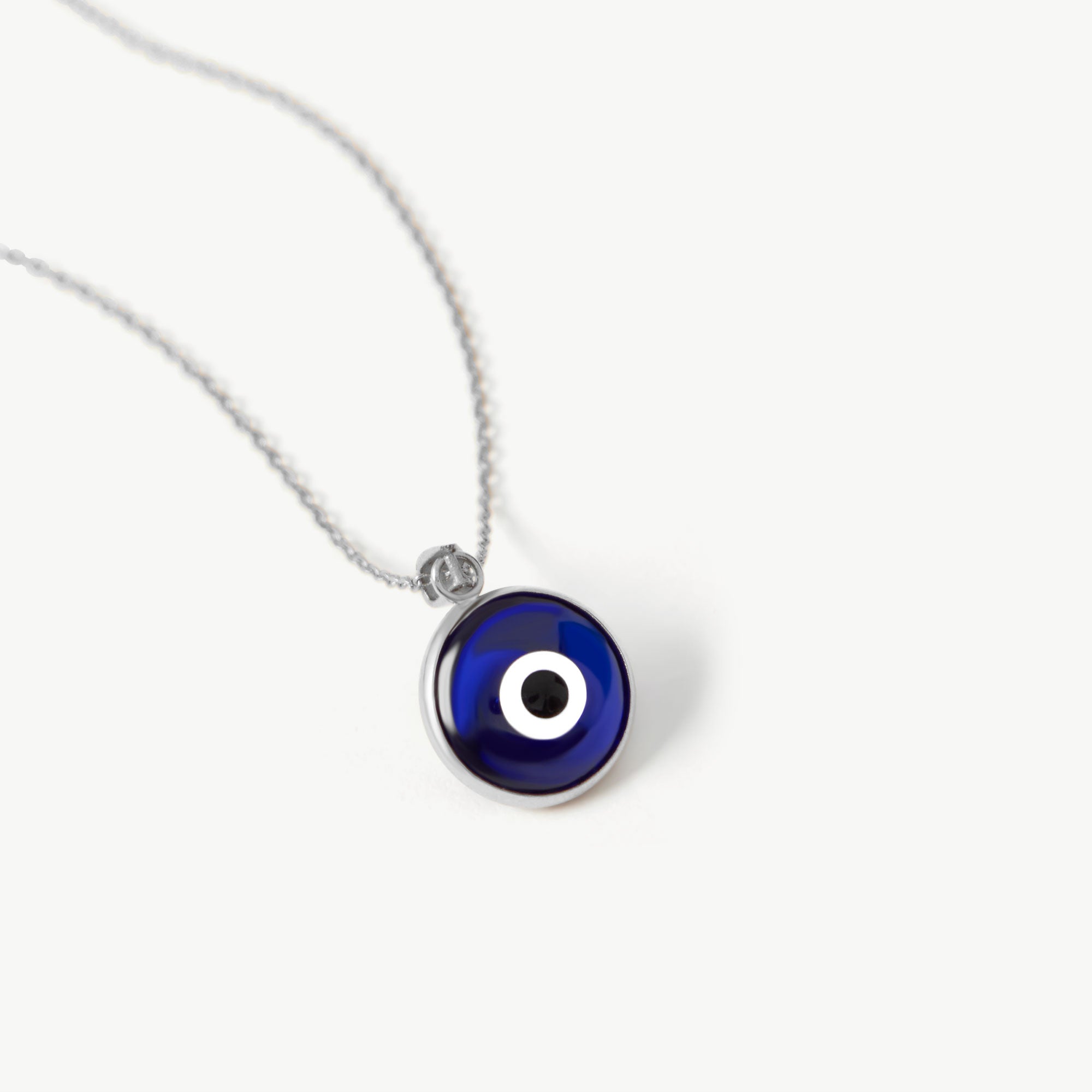 14K Solid Gold Navy Blue Evil Eye Necklace