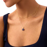 Navy blue evil eye bead necklace crafted in 14K solid yellow gold. A stylish and meaningful accessory, perfect for everyday wear or as a protective talisman.