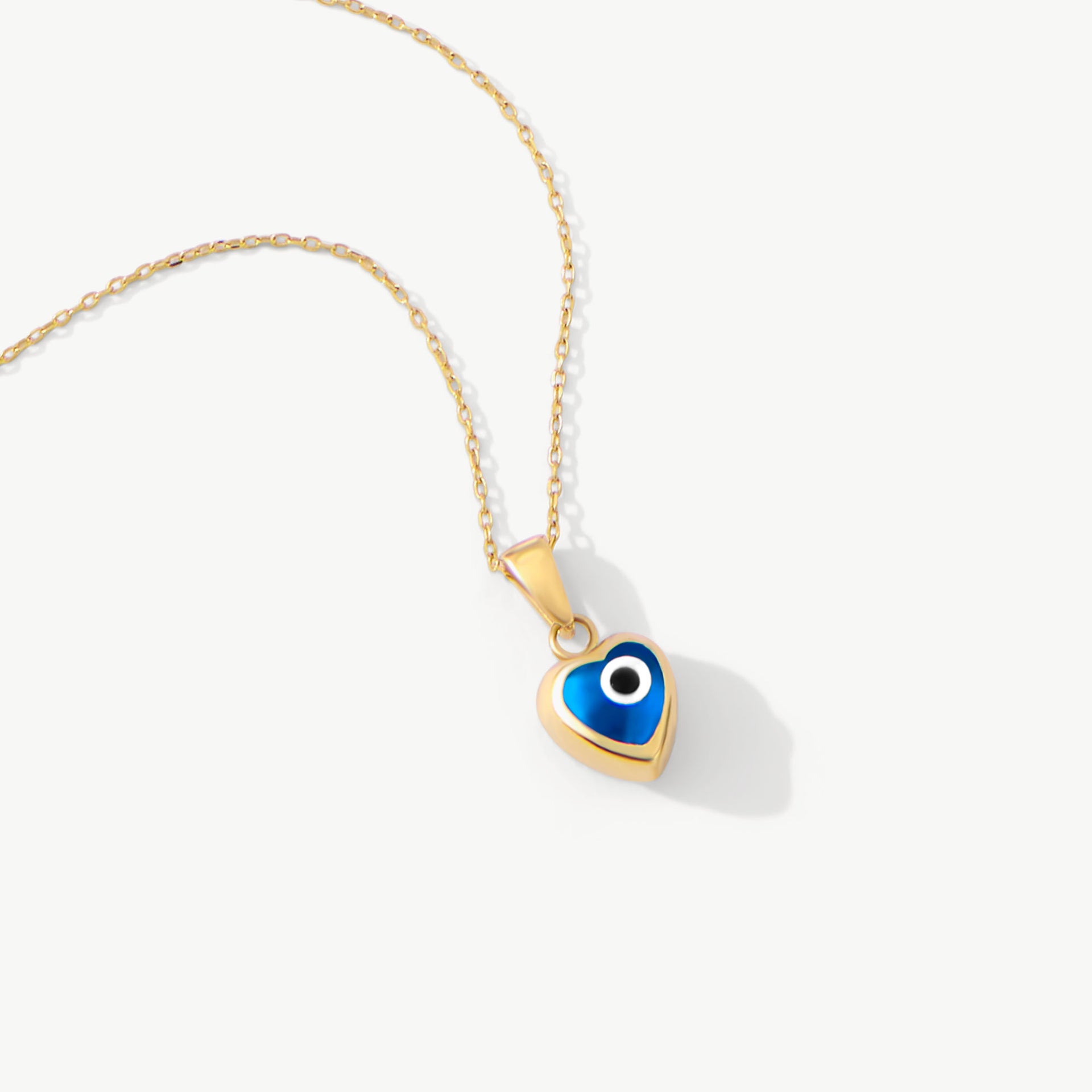 Heart Evil Eye Necklace 14K Solid Gold – MADANO JEWELS