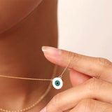 14K Solid Gold Evil Eye Protection Necklace