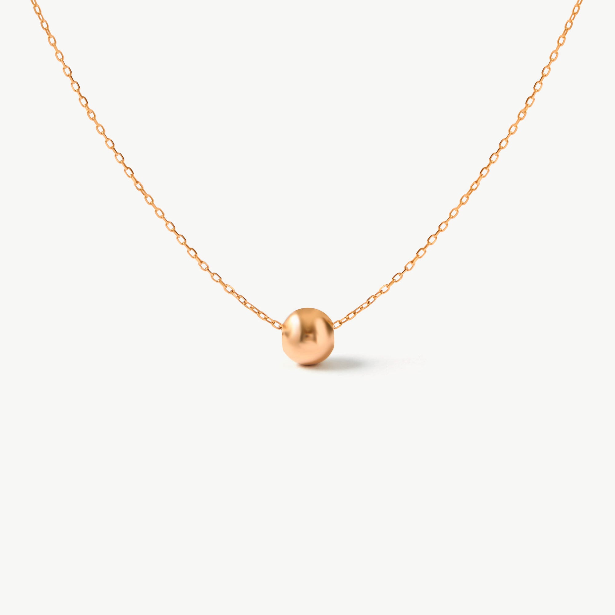 14k Solid Gold Floating Ball Necklace