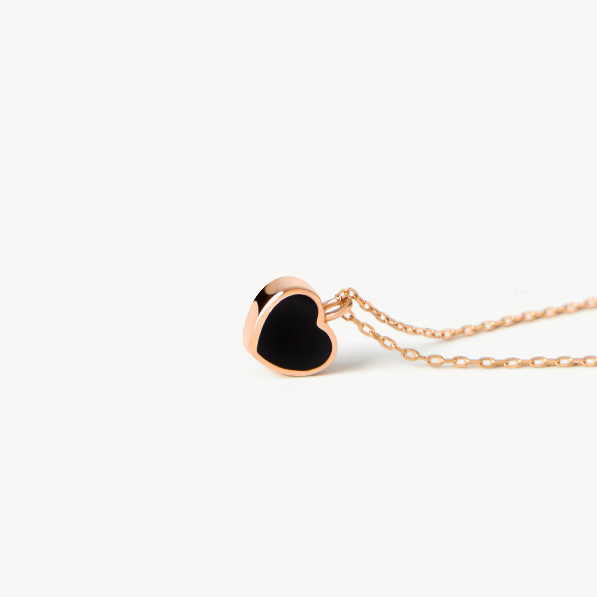 14K Solid Gold Custom Black Heart Necklace