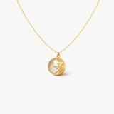 14K Solid Gold Sun Necklace in Mother Of Pearl