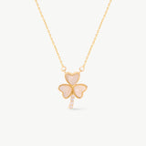 14K Solid Gold Three Leaf Clover in Mother Of Pearl