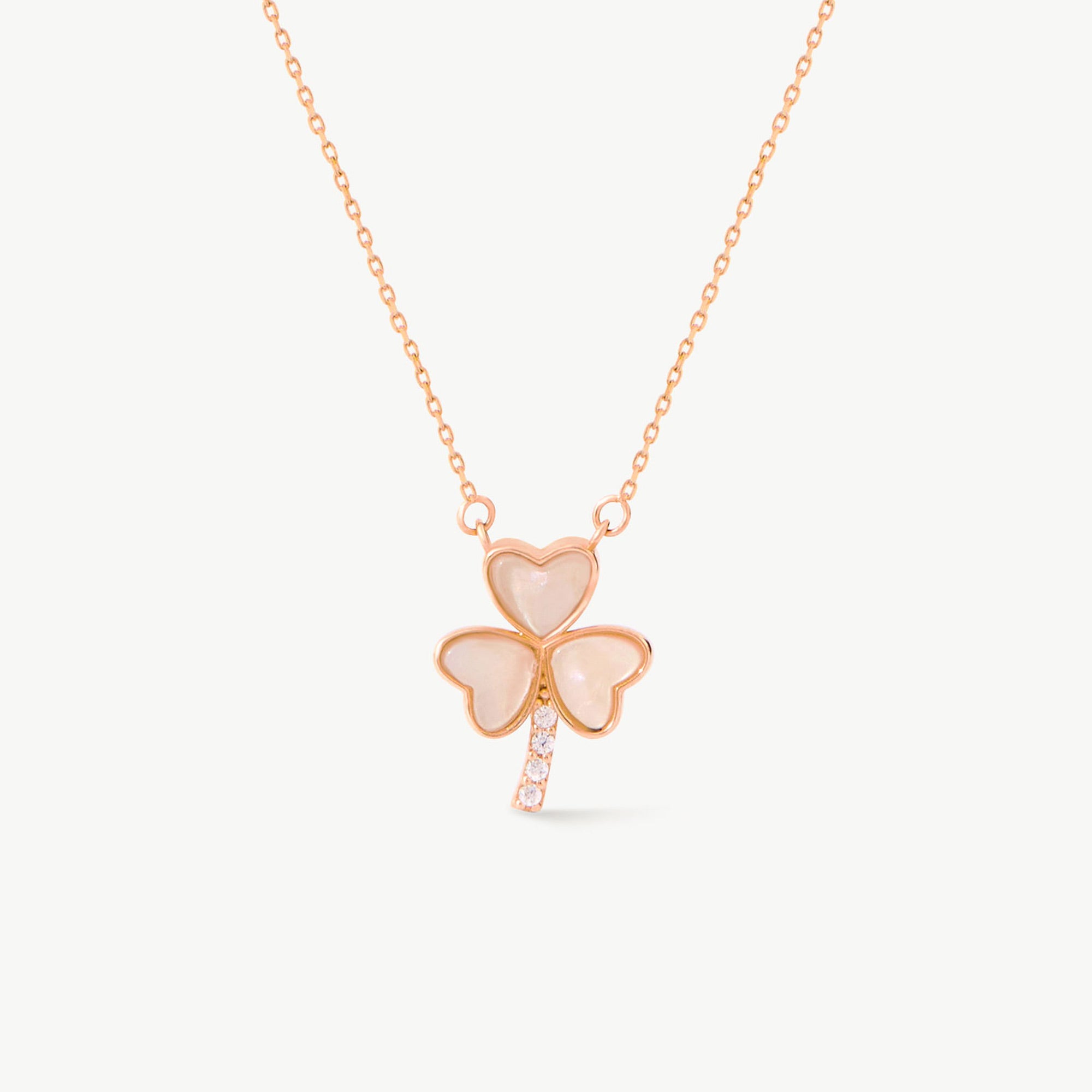 14K Solid Gold Three Leaf Clover in Mother Of Pearl