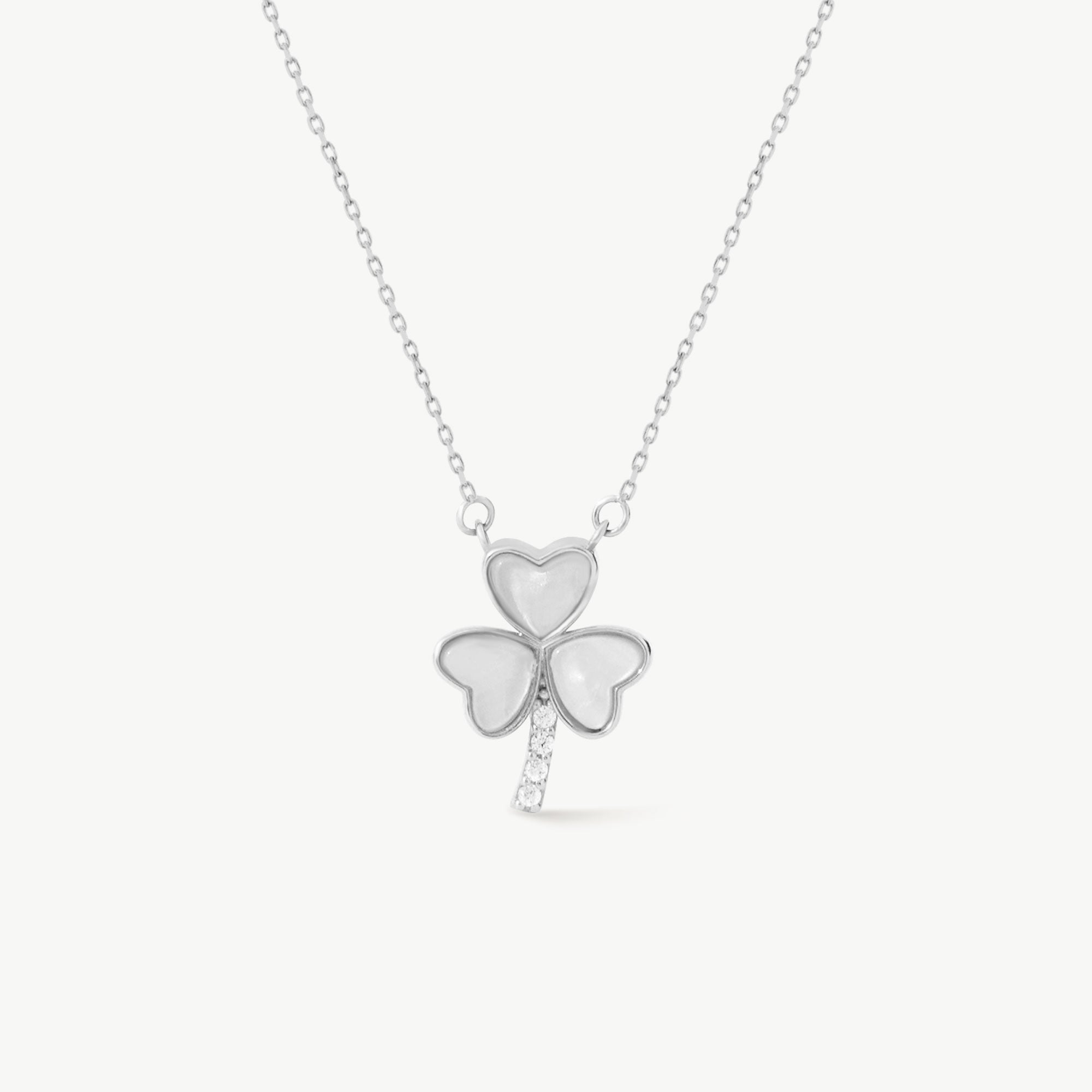 14K Solid Gold Three Leaf Clover in Mother Of Pearl