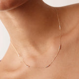 Tricolor Beaded Necklace 14K Solid Gold