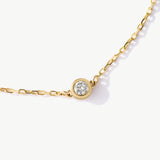 14K Real Solid Gold Solitaire Diamond Necklace