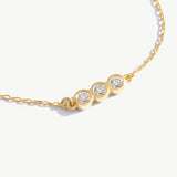 14K Solid Gold Diamond Trio Necklace