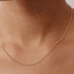 14K Real Solid Gold Rolo Chain Necklace with a minimalist design, ideal for layering and daily wear.