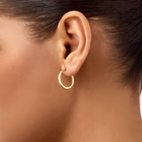 14K Solid Gold Plain Hoop Earrings