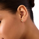 14K Solid Gold Cross Stud Earrings
