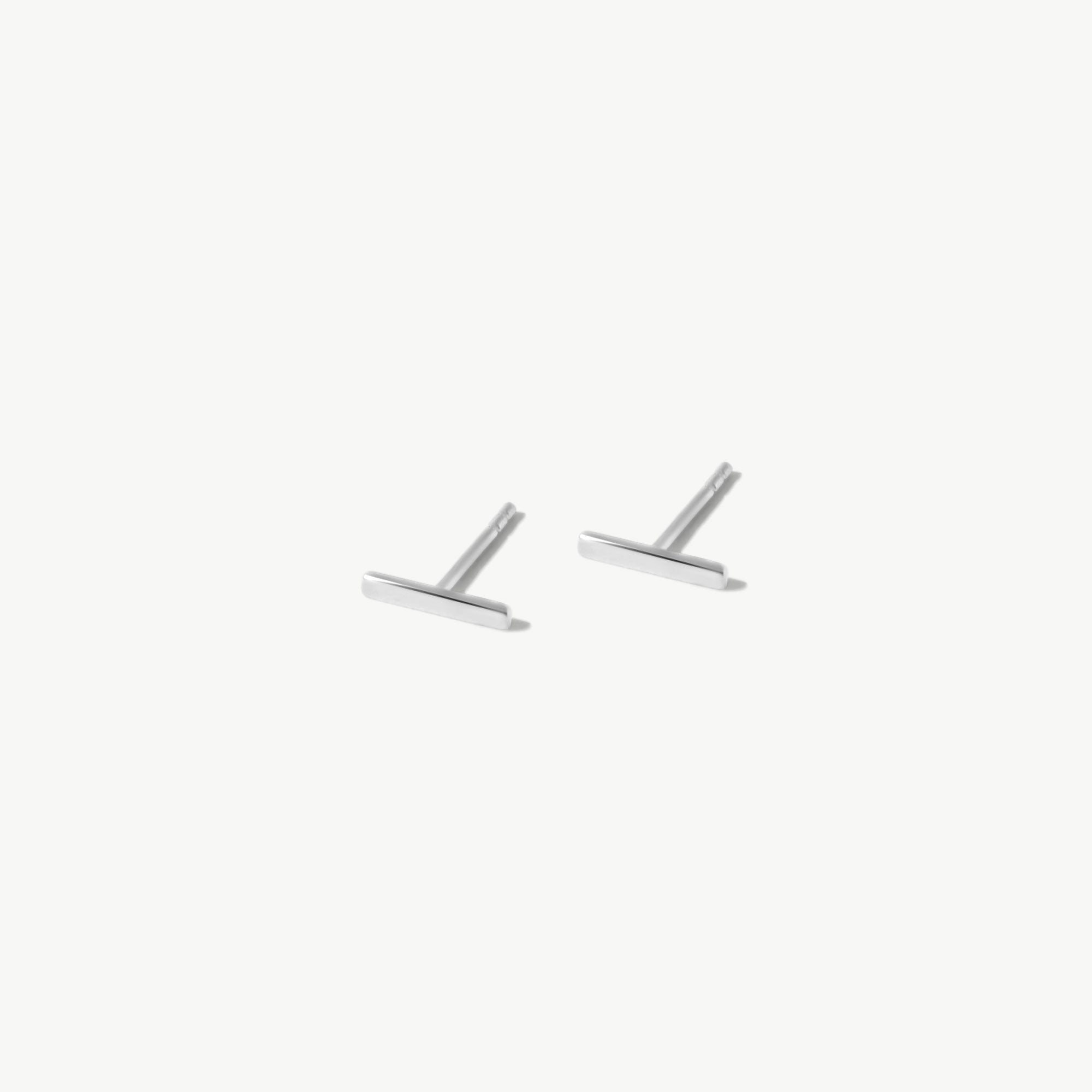 14K Solid Gold Bar Stud Earrings