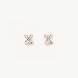 14K Solid Gold Solitaire Diamond Stud Earrings