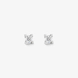 14K Solid Gold Solitaire Diamond Stud Earrings