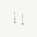 14K gold beaded hoop earrings with lever-back clasp, featuring delicate gold beads for added charm and elegance, perfect for both everyday wear and special occasions.