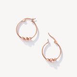 14K Solid Gold Ball Beaded Hoop Earrings