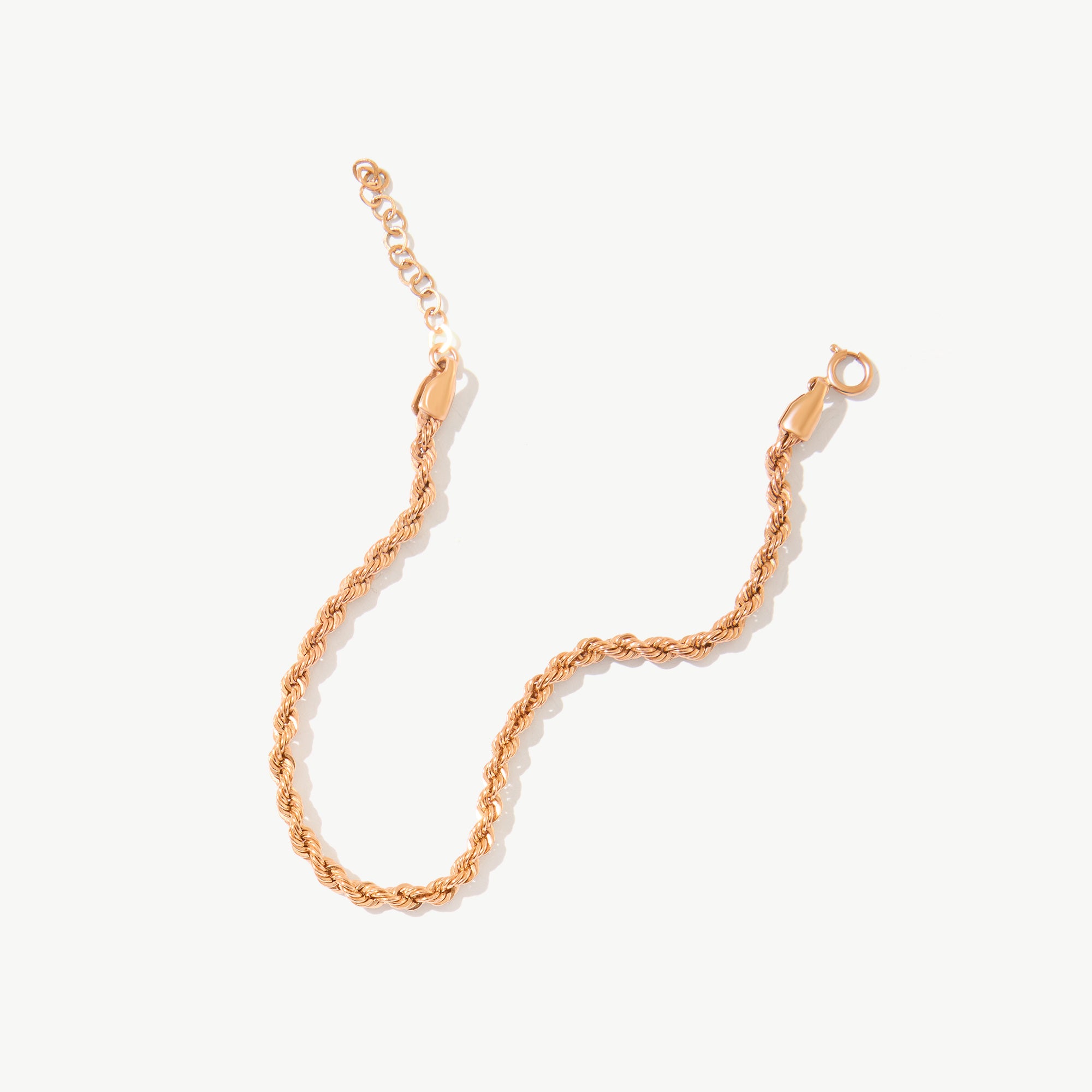 14K Solid Gold Rope Chain Bracelet