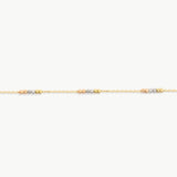14k Solid Gold Tricolor Ball Beaded Bracelet