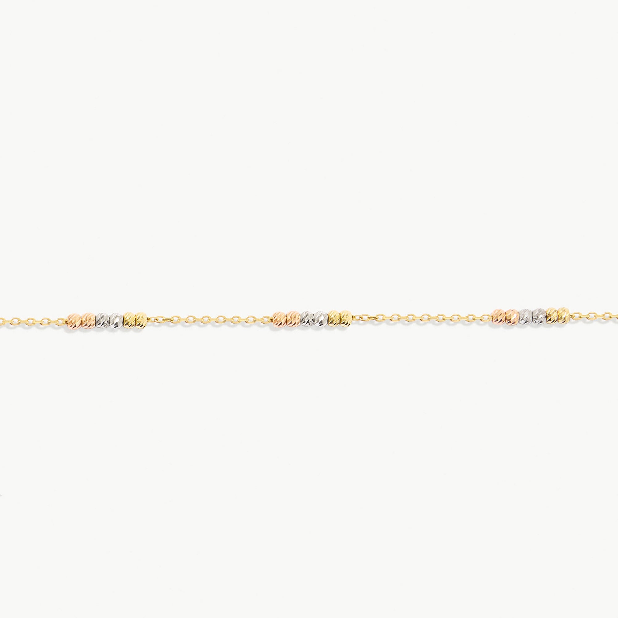 14k Solid Gold Tricolor Ball Beaded Bracelet