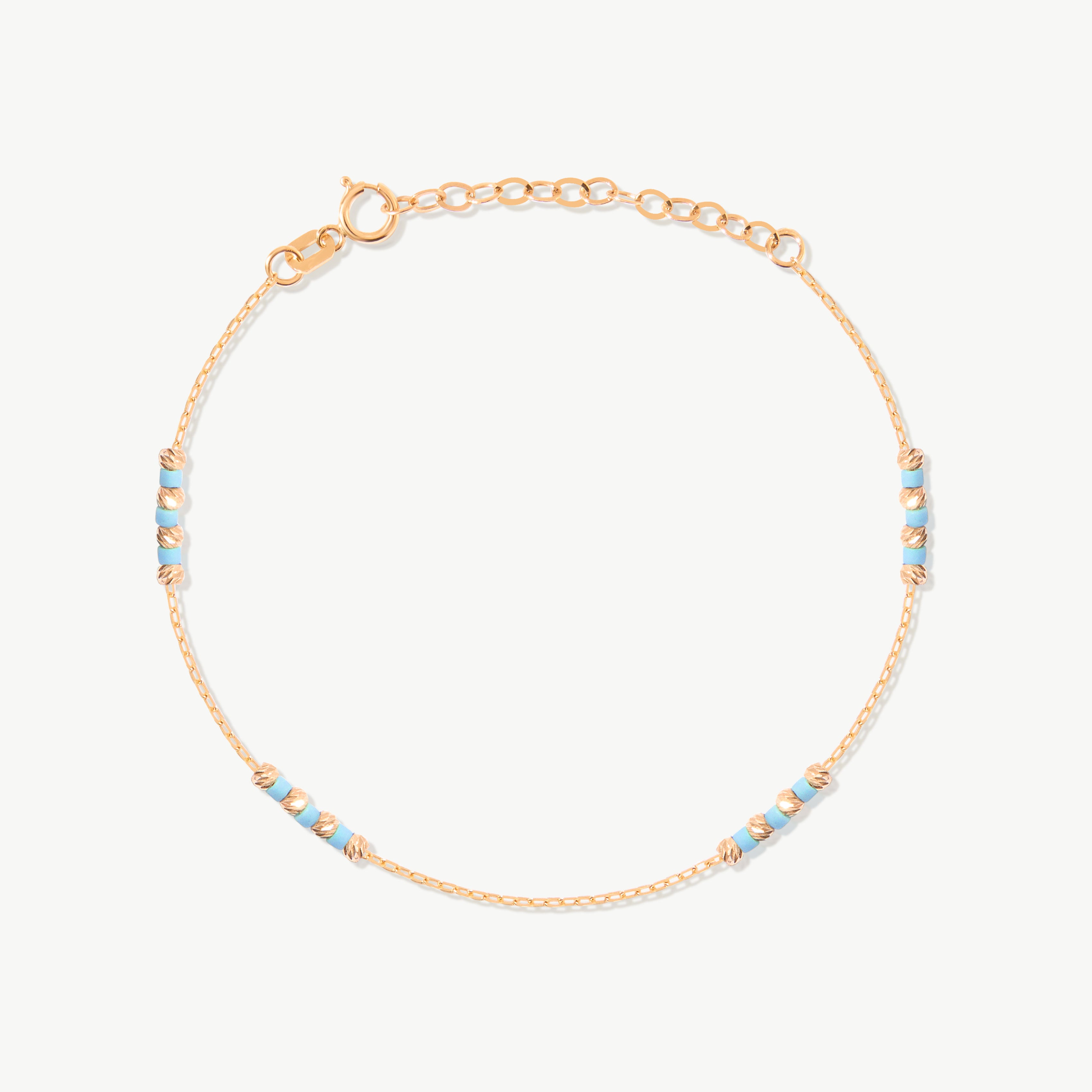 14K Solid Gold Ball Beaded Bracelet