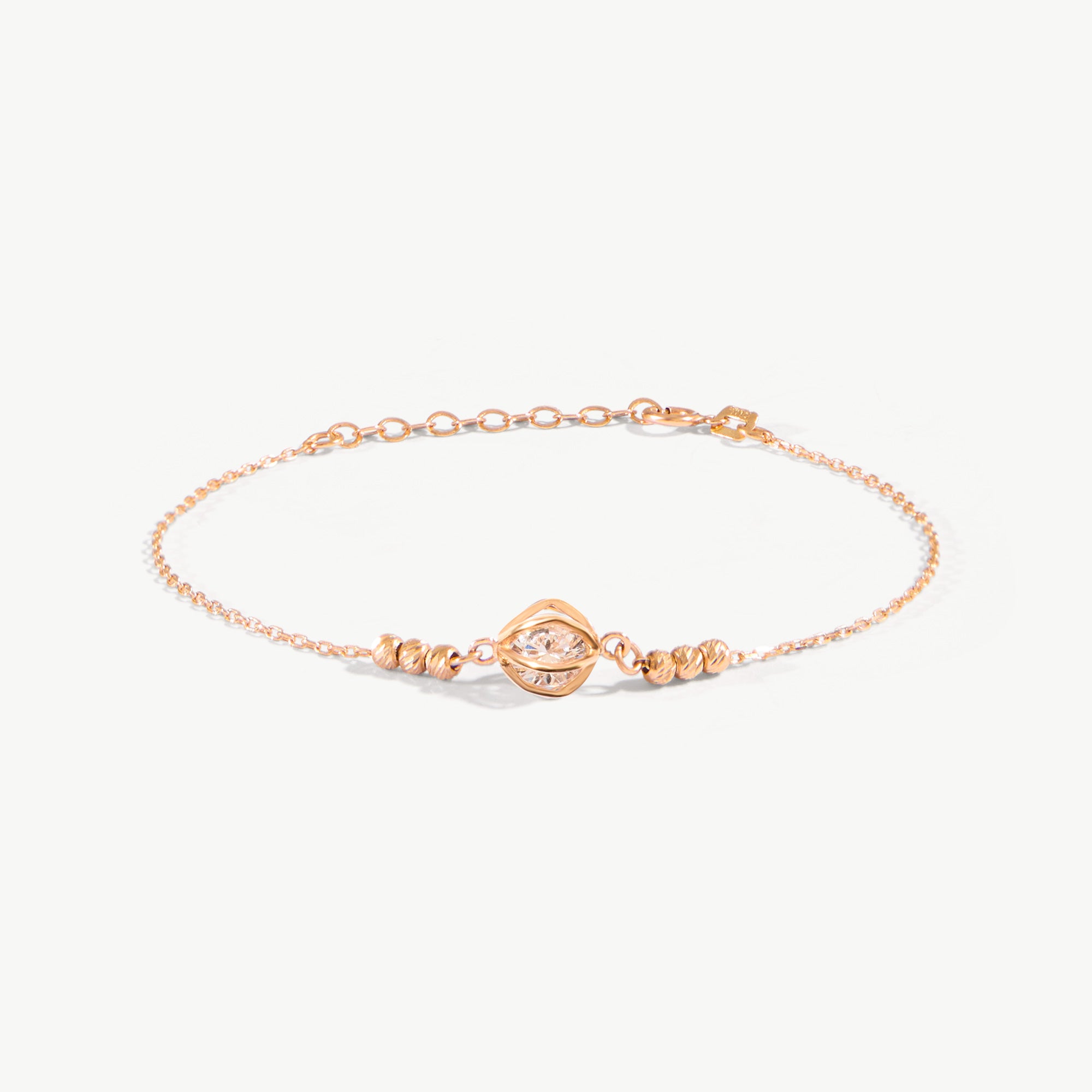 14K Solid Gold Ball Beaded Bracelet