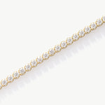 14K Real Solid Gold Cubic Zirconia Tennis Bracelet with a continuous line of cubic zirconia stones, perfect for adding sparkle to any outfit; ideal as a gift for birthdays, anniversaries, or special occasions.